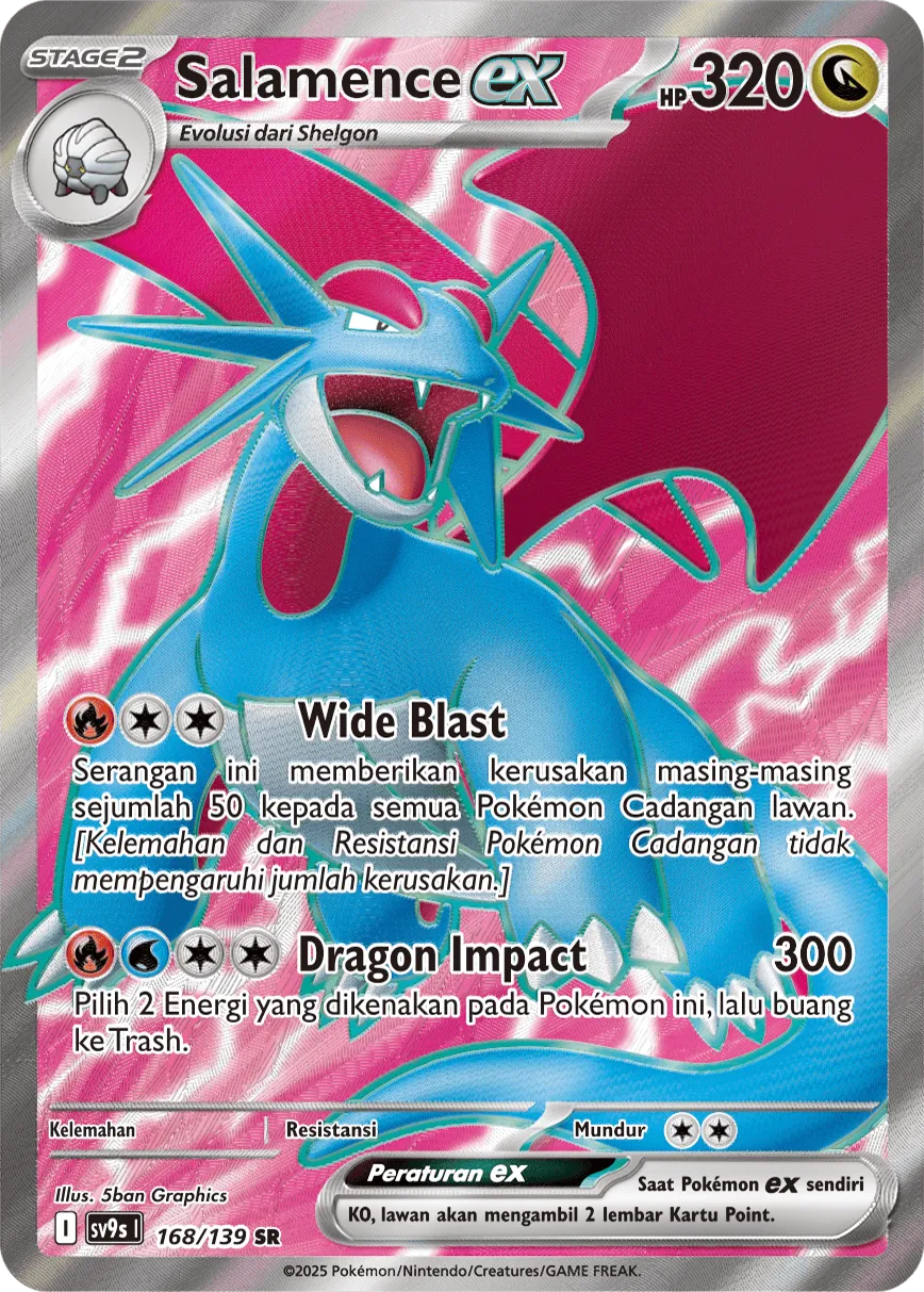 Salamence ex 168 — Ikatan Takdir (Indonesian Pokémon TCG card)