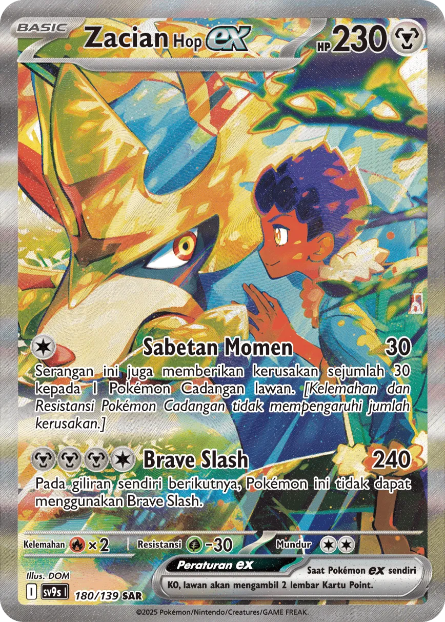 Hop's Zacian ex 180 — Ikatan Takdir (Indonesian Pokémon TCG card)