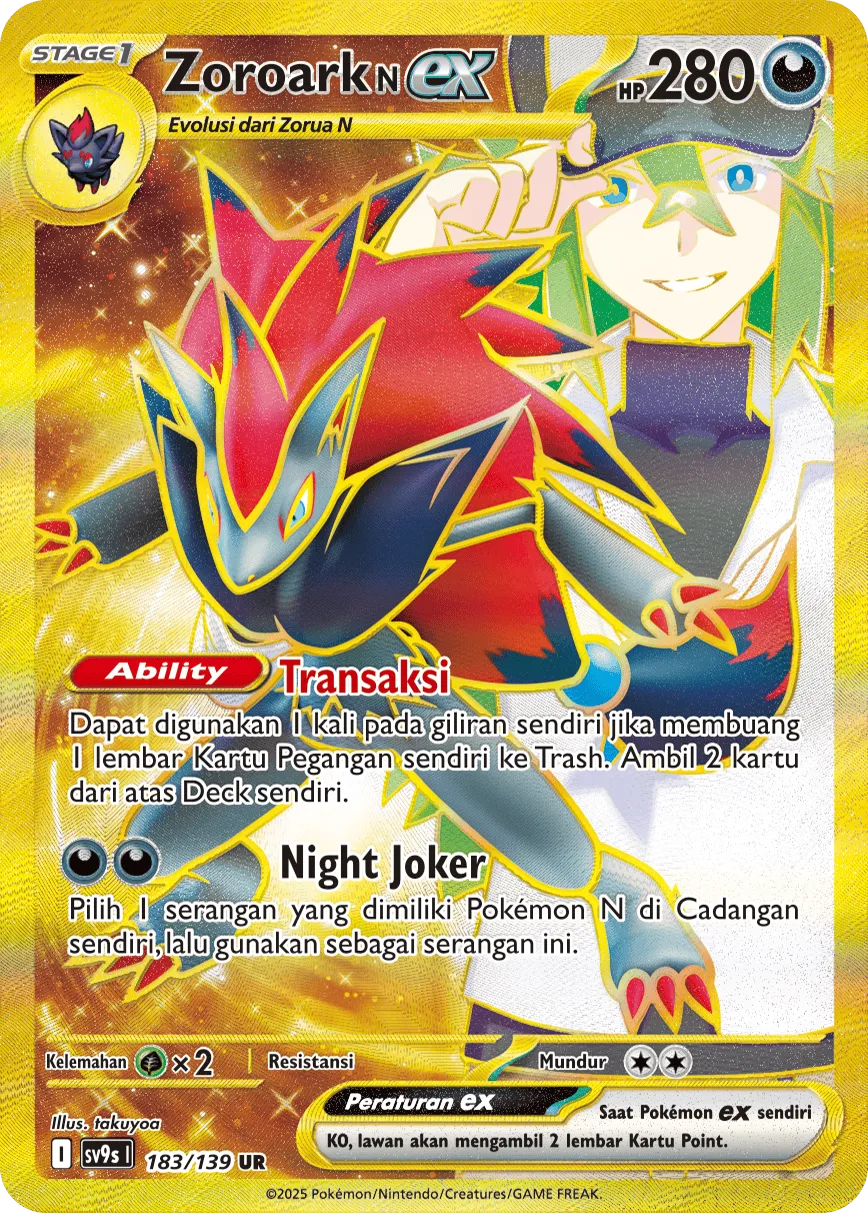 N's Zoroark ex 183 — Ikatan Takdir (Indonesian Pokémon TCG card)