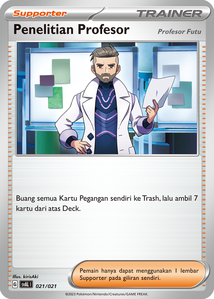 Penelitian Profesor (Profesor Futu) 021 — Sprigatito & Lucario ex (Indonesian Pokémon TCG card)