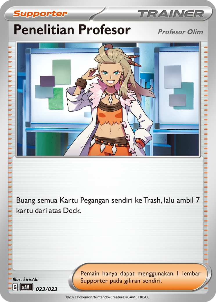 Penelitian Profesor (Profesor Olim) 023 — Fuecoco & Ampharos ex (Indonesian Pokémon TCG card)