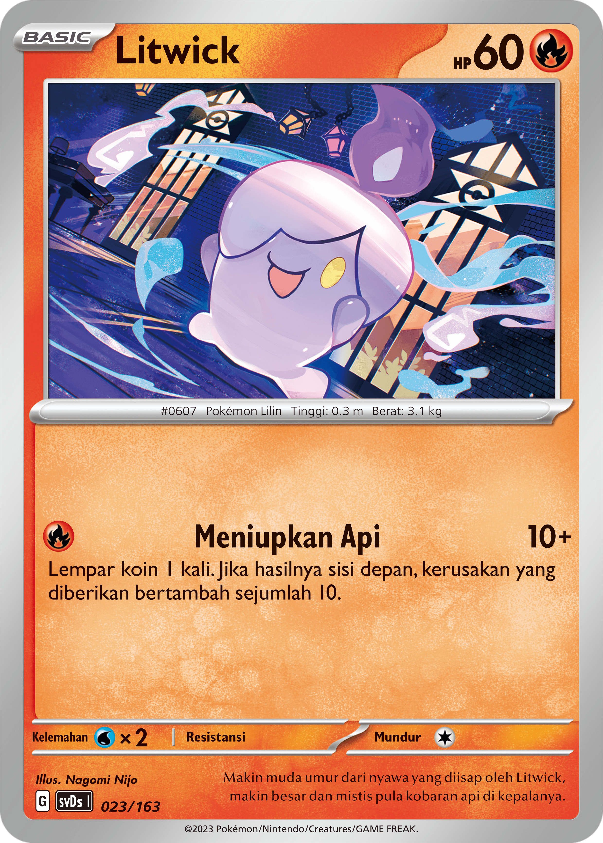Litwick 023 — Deck Ringkas ex (Indonesian Pokémon TCG card)