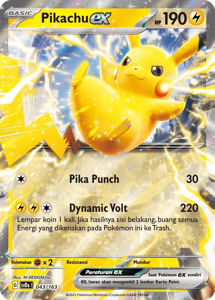Pikachu ex 043 — Deck Ringkas ex (Indonesian Pokémon TCG card)