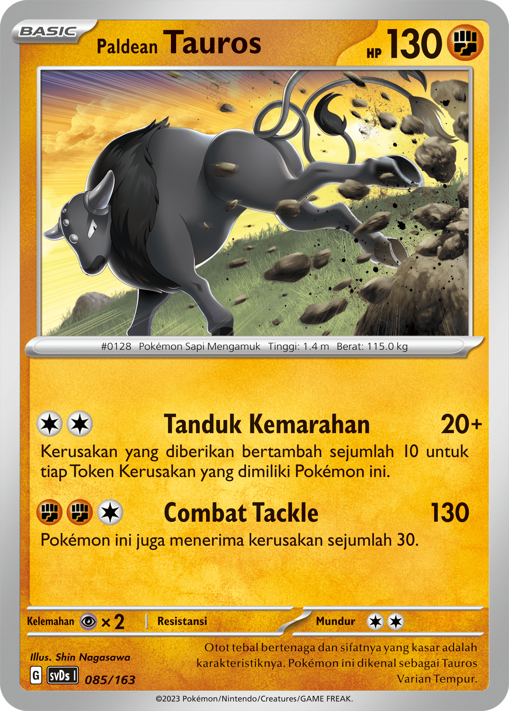 Paldean Tauros 085 — Deck Ringkas ex (Indonesian Pokémon TCG card)