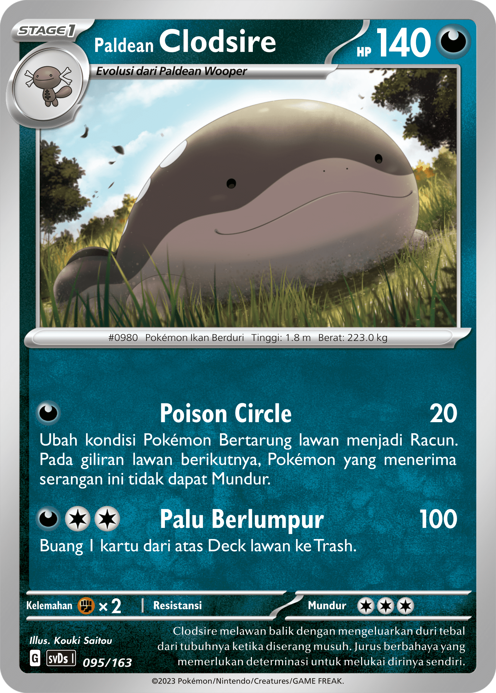 Paldean Clodsire 095 — Deck Ringkas ex (Indonesian Pokémon TCG card)