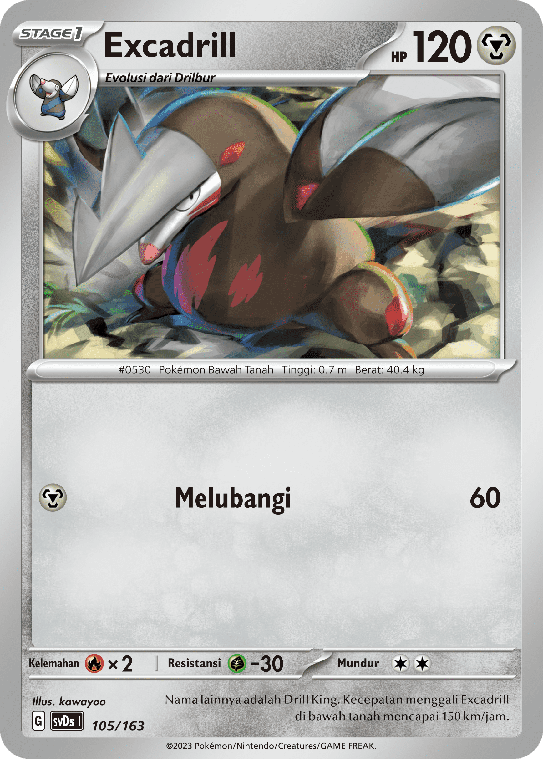 Excadrill 105 — Deck Ringkas ex (Indonesian Pokémon TCG card)