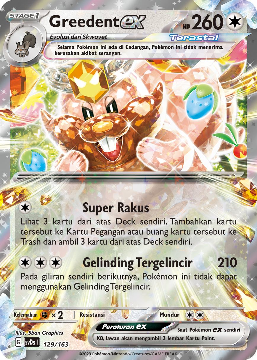 Greedent ex 129 — Deck Ringkas ex (Indonesian Pokémon TCG card)