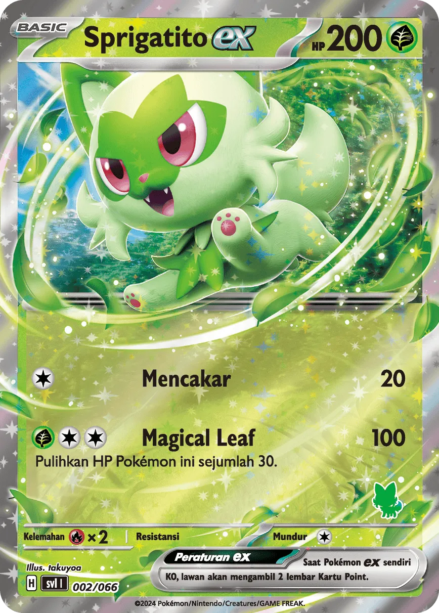 Sprigatito ex 002/66 — Trainers Camp (Indonesian Pokémon TCG card)