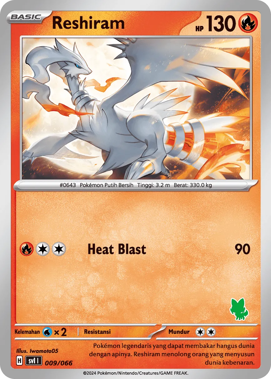 Reshiram 009/66 — Trainers Camp (Indonesian Pokémon TCG card)