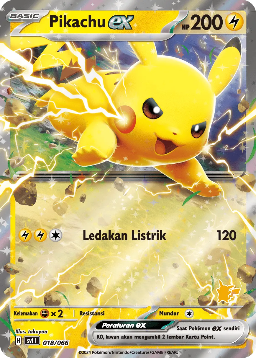 Pikachu ex 018/66 — Trainers Camp (Indonesian Pokémon TCG card)