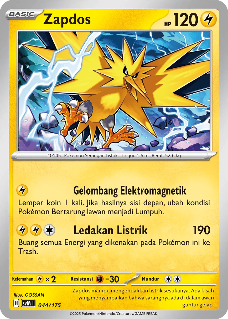 Zapdos 044 — Generations Starter Decks (Indonesian Pokémon TCG card)