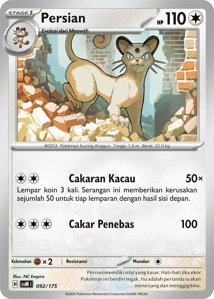 Persian 092 — Generations Starter Decks (Indonesian Pokémon TCG card)