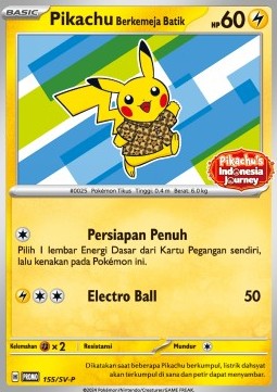 Pikachu Wearing a Batik Shirt 155 — Scarlet & Violet Indonesian Promos Singles (Indonesian Pokémon TCG card)