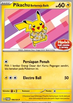 Pikachu Wearing a Batik Shirt 190 — Scarlet & Violet Indonesian Promos Singles (Indonesian Pokémon TCG card)