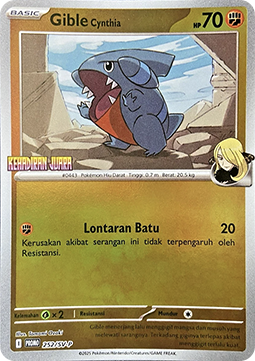 Cynthia's Gible 252 — Scarlet & Violet Indonesian Promos Singles (Indonesian Pokémon TCG card)