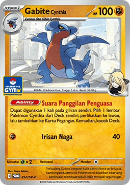 Cynthia's Gabite 257 — Scarlet & Violet Indonesian Promos Singles (Indonesian Pokémon TCG card)