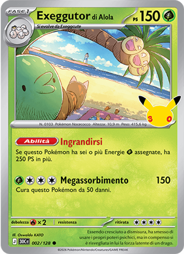 Exeggutor di Alola 002 — 30° Anniversario (Italian Pokémon TCG card)