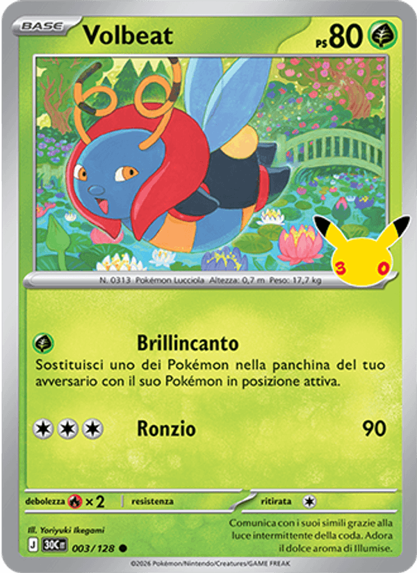 Volbeat 003 — 30° Anniversario (Italian Pokémon TCG card)