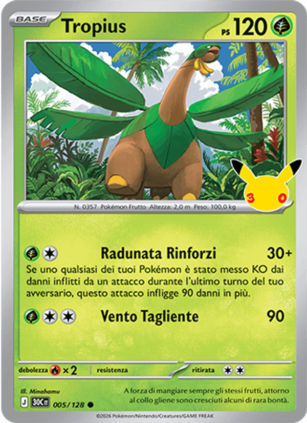 Tropius 005 — 30° Anniversario (Italian Pokémon TCG card)