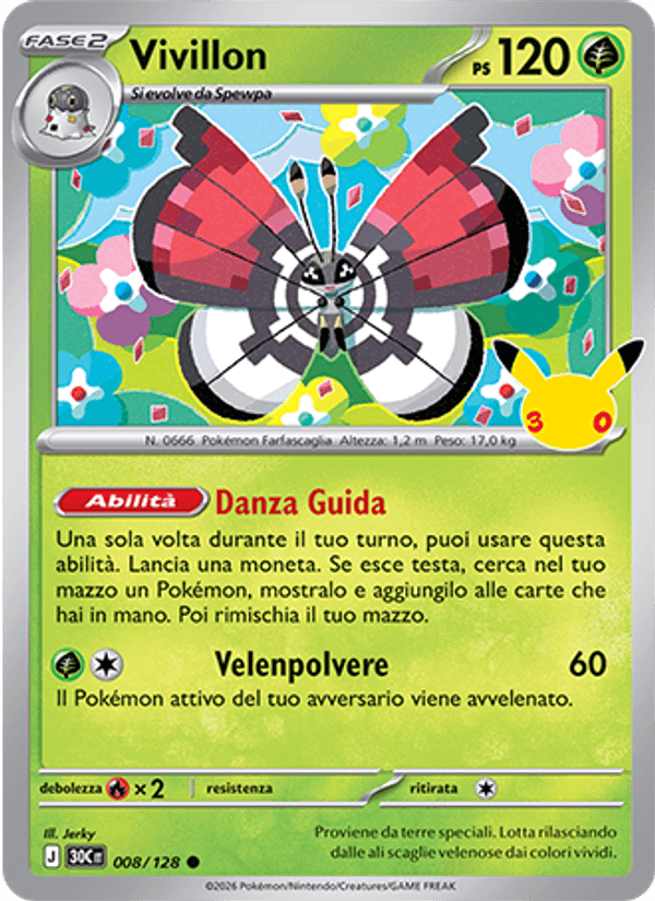 Vivillon 008 — 30° Anniversario (Italian Pokémon TCG card)