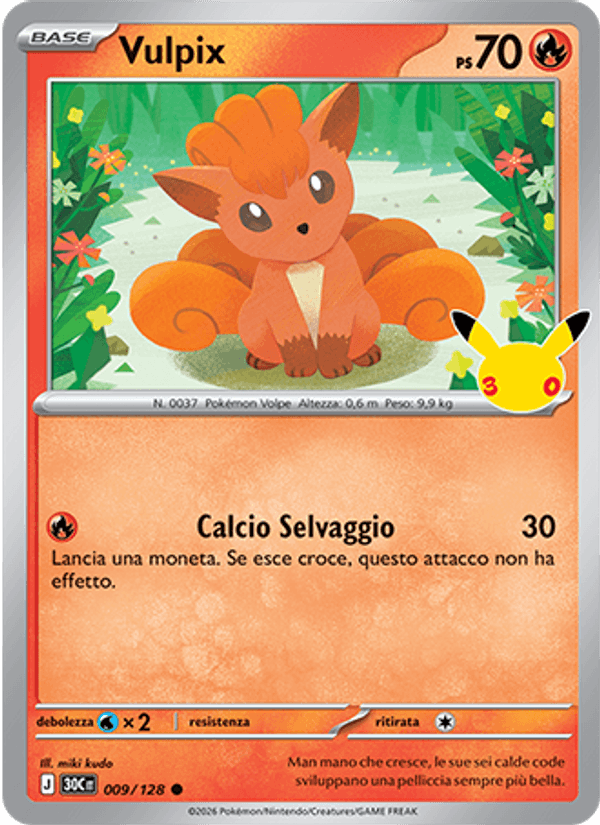 Vulpix 009 — 30° Anniversario (Italian Pokémon TCG card)