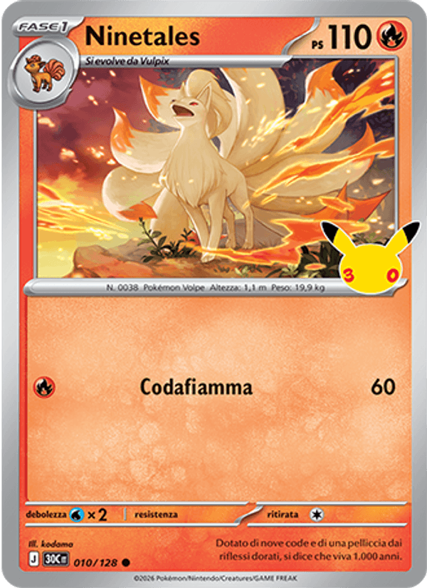 Ninetales 010 — 30° Anniversario (Italian Pokémon TCG card)