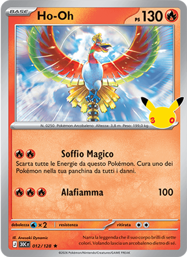 Ho-Oh 012 — 30° Anniversario (Italian Pokémon TCG card)
