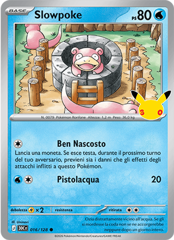 Slowpoke 016 — 30° Anniversario (Italian Pokémon TCG card)