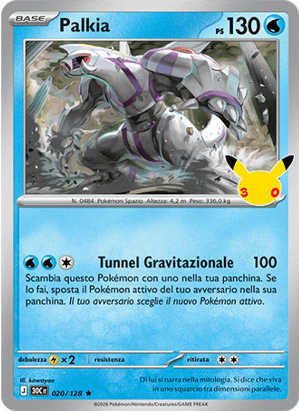 Palkia 020 — 30° Anniversario (Italian Pokémon TCG card)