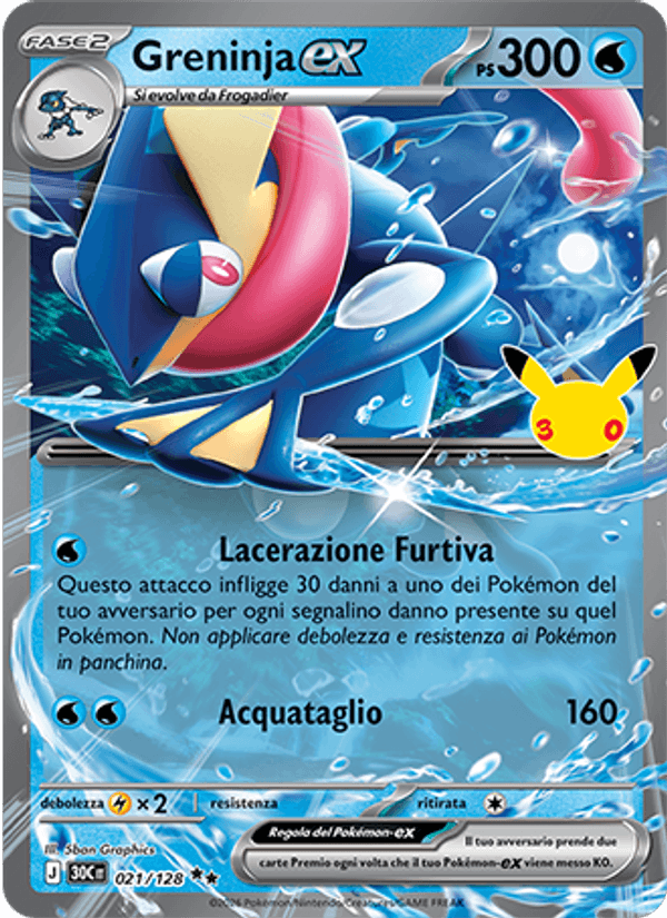 Greninja-ex 021 — 30° Anniversario (Italian Pokémon TCG card)