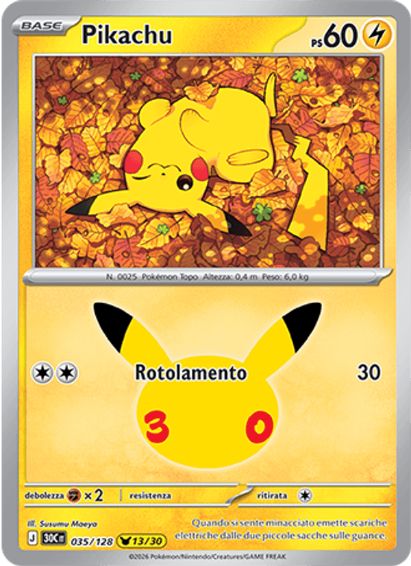 Pikachu 035 — 30° Anniversario (Italian Pokémon TCG card)