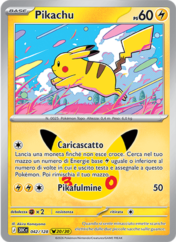 Pikachu 042 — 30° Anniversario (Italian Pokémon TCG card)