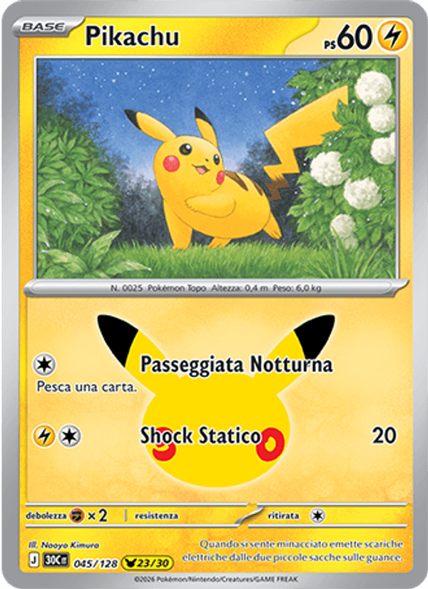 Pikachu 045 — 30° Anniversario (Italian Pokémon TCG card)