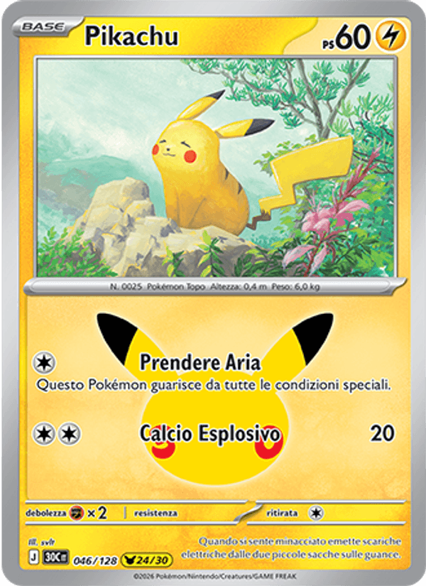 Pikachu 046 — 30° Anniversario (Italian Pokémon TCG card)