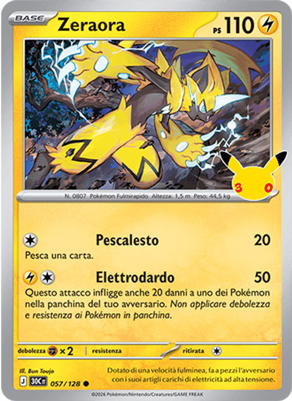 Zeraora 057 — 30° Anniversario (Italian Pokémon TCG card)