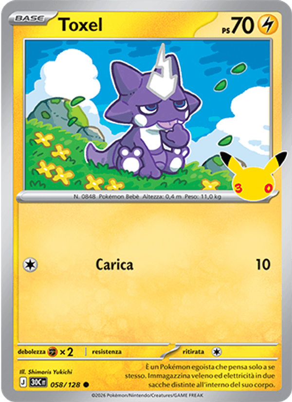 Toxel 058 — 30° Anniversario (Italian Pokémon TCG card)