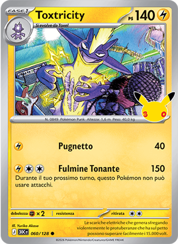 Toxtricity 060 — 30° Anniversario (Italian Pokémon TCG card)