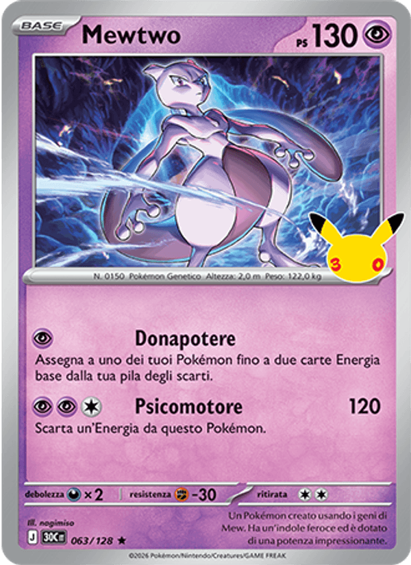 Mewtwo 063 — 30° Anniversario (Italian Pokémon TCG card)