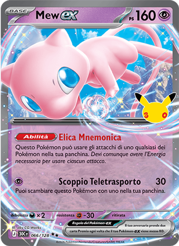 Mew-ex 066 — 30° Anniversario (Italian Pokémon TCG card)