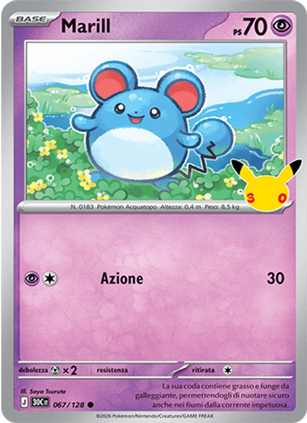 Marill 067 — 30° Anniversario (Italian Pokémon TCG card)
