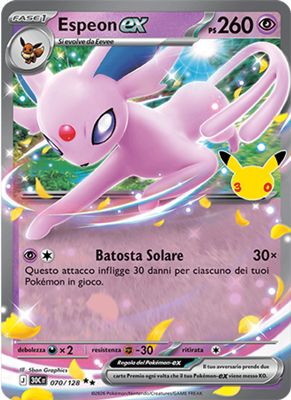 Espeon-ex 070 — 30° Anniversario (Italian Pokémon TCG card)