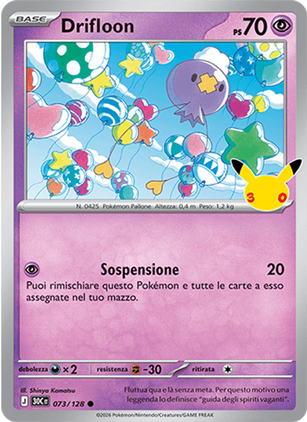 Drifloon 073 — 30° Anniversario (Italian Pokémon TCG card)