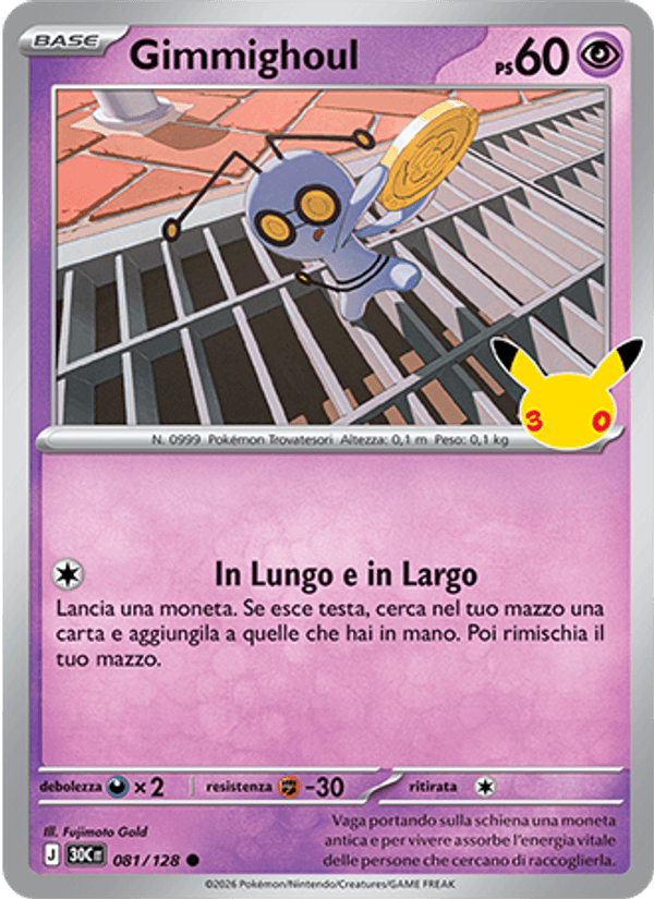 Gimmighoul 081 — 30° Anniversario (Italian Pokémon TCG card)