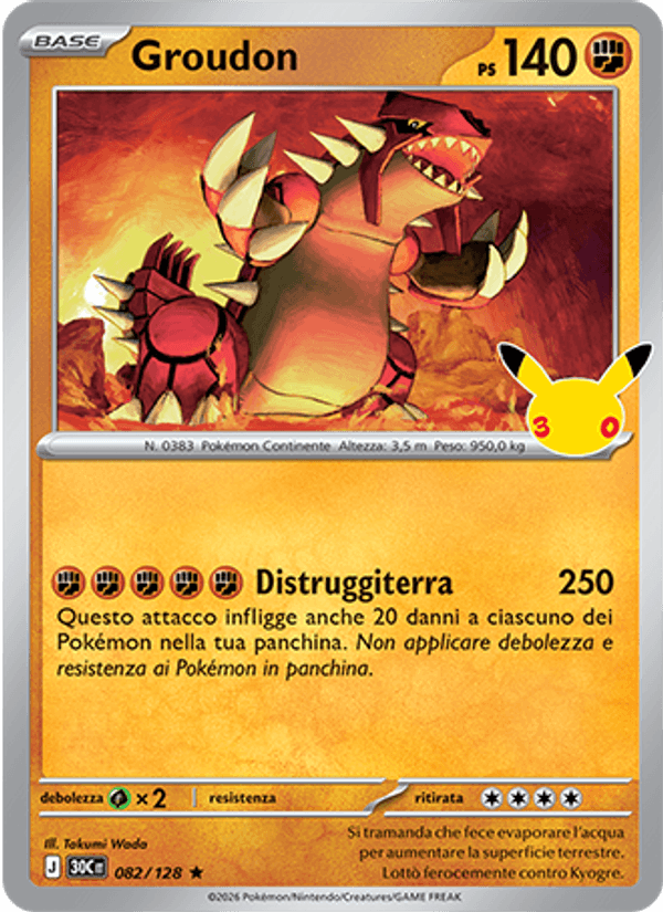 Groudon 082 — 30° Anniversario (Italian Pokémon TCG card)