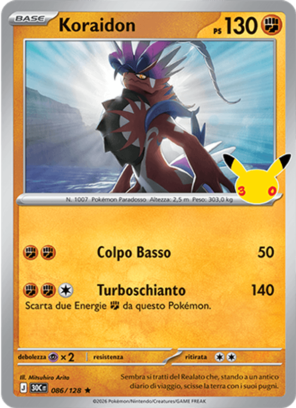 Koraidon 086 — 30° Anniversario (Italian Pokémon TCG card)