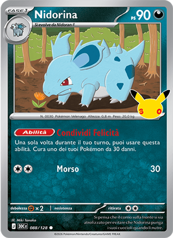 Nidorina 088 — 30° Anniversario (Italian Pokémon TCG card)