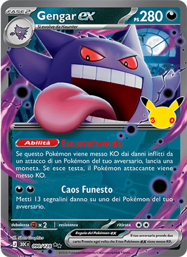 Gengar-ex 090 — 30° Anniversario (Italian Pokémon TCG card)