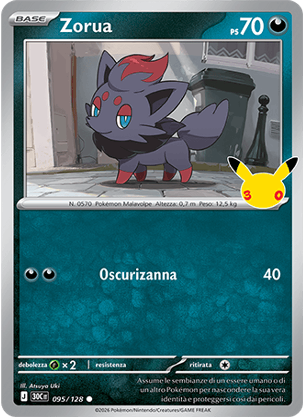 Zorua 095 — 30° Anniversario (Italian Pokémon TCG card)