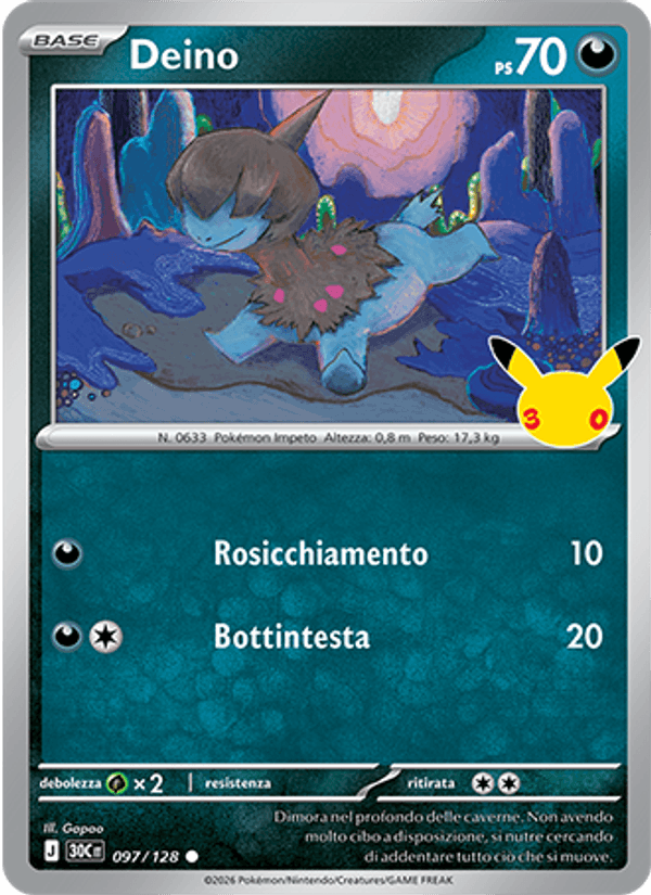 Deino 097 — 30° Anniversario (Italian Pokémon TCG card)