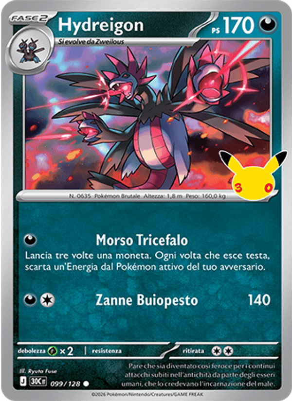 Hydreigon 099 — 30° Anniversario (Italian Pokémon TCG card)